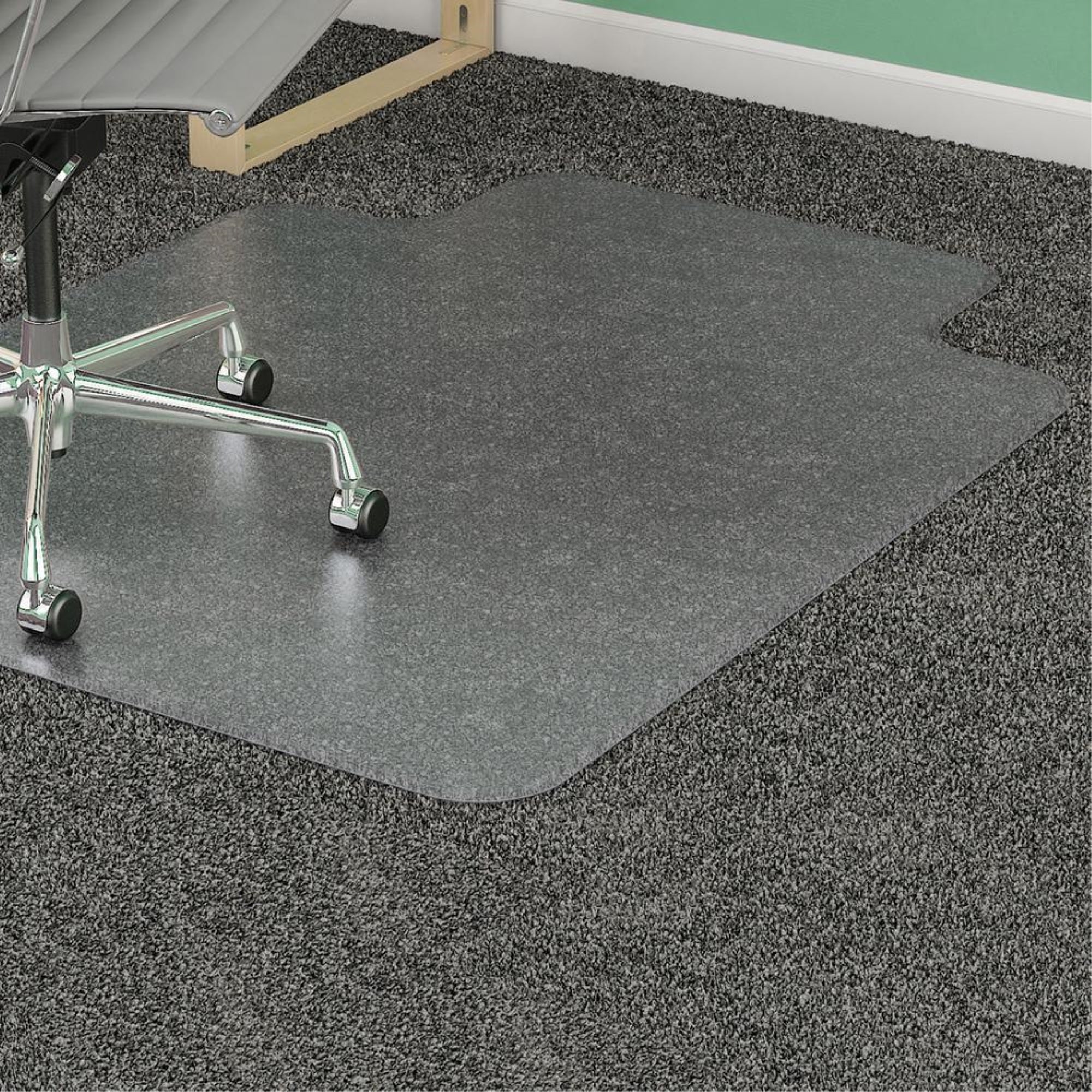 Lorell Medium-pile Chairmat - Carpeted Floor - 48 Length x 36 Width x 0.13 Thickness - Lip Size 10 Length x 19 Width - Vinyl - C