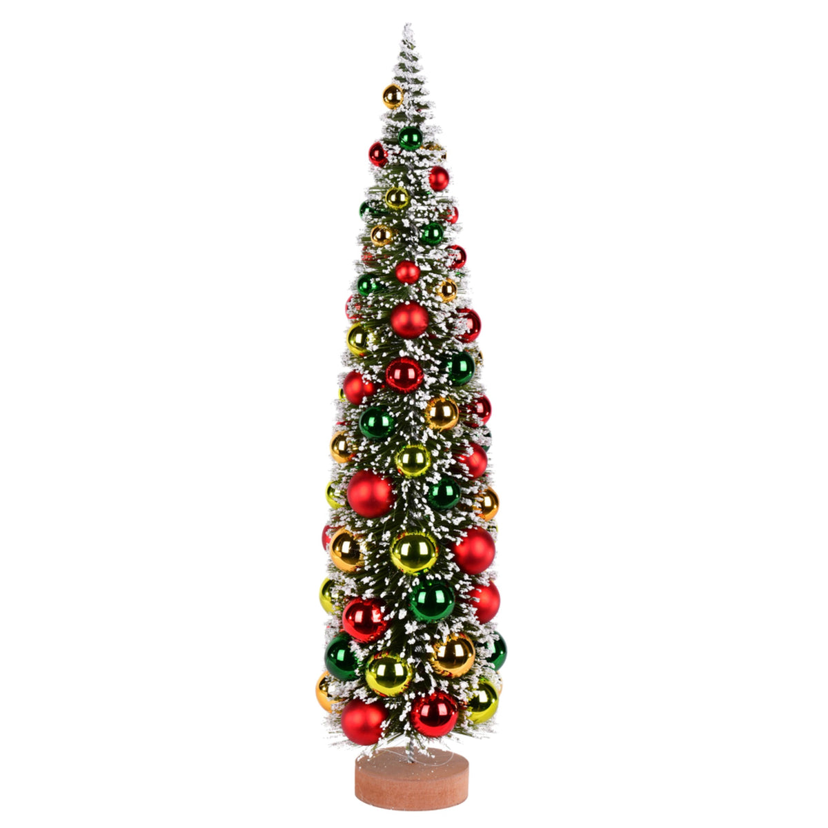 24 Inch  Frosted Grn Tree Redgrngold Balls