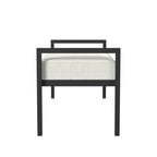Modern Industrial Bed Bench with Black Metal Frame and Cream Upholstered Cushion