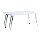 Acme Patina Wood Coffee Table with Pull-Out Top in White and Chrome