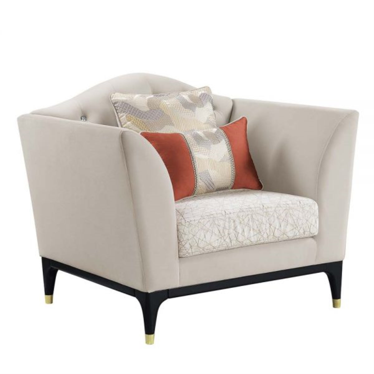 Lv01157 Chair W/2 Pillows, Beige Velvet  Tayden ( 1Pc/1Ctn )