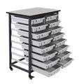 Ergode Double Row Steel Frame Mobile Bin Storage Unit With 16 Bins