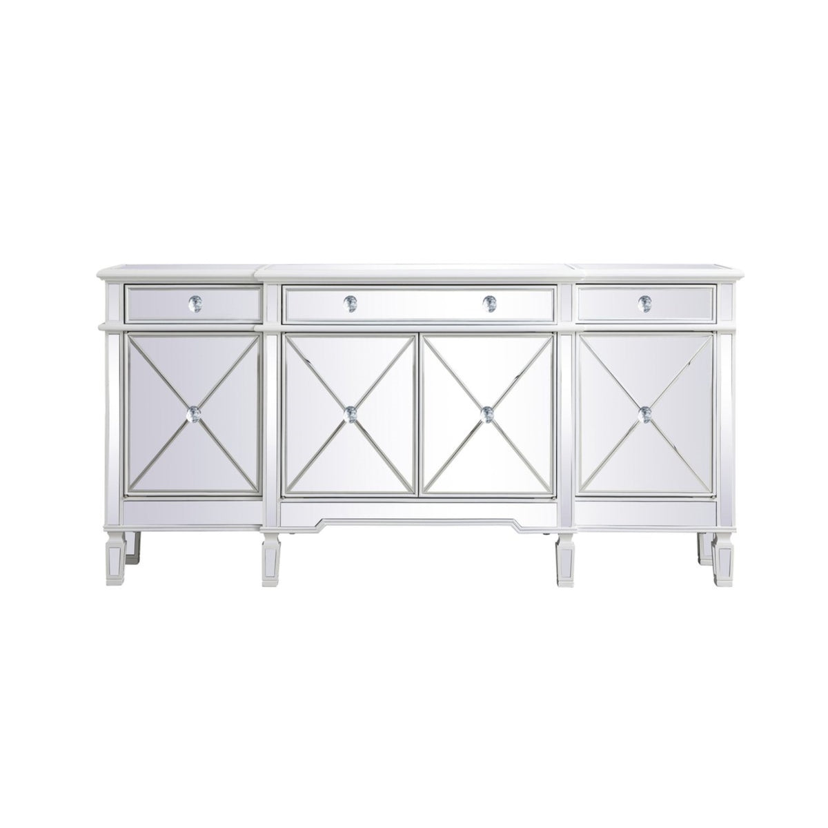 72 inch mirrored credenza in antique white