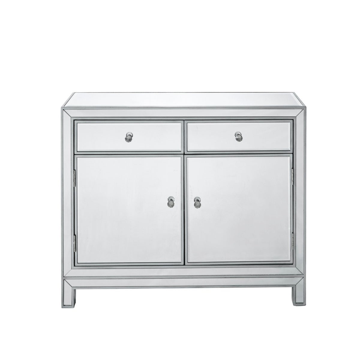 Nightstand 2 Drawers 2 Doors 38In. W X 12In. D X 32In. H In Antique Silver Paint