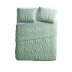 Queen Coastal Beach Starfish Seashell Seahorse Light Green Teal Quilt Set