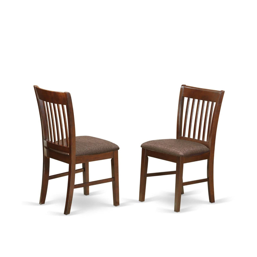 East West Furniture MLNO5-MAH-C Milan 5 Piece Kitchen Set Includes a Rectangle Dining Room Table with Butterfly Leaf and 4 Linen Fabric Upholstered Chairs, 36x54 Inch, Mahogany