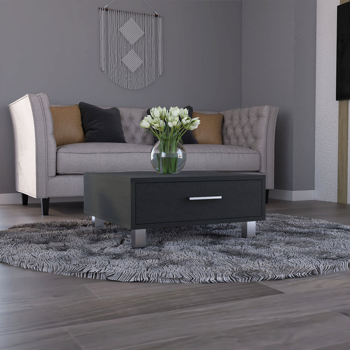 Beijing Coffee Table, One Drawer, Four Legs