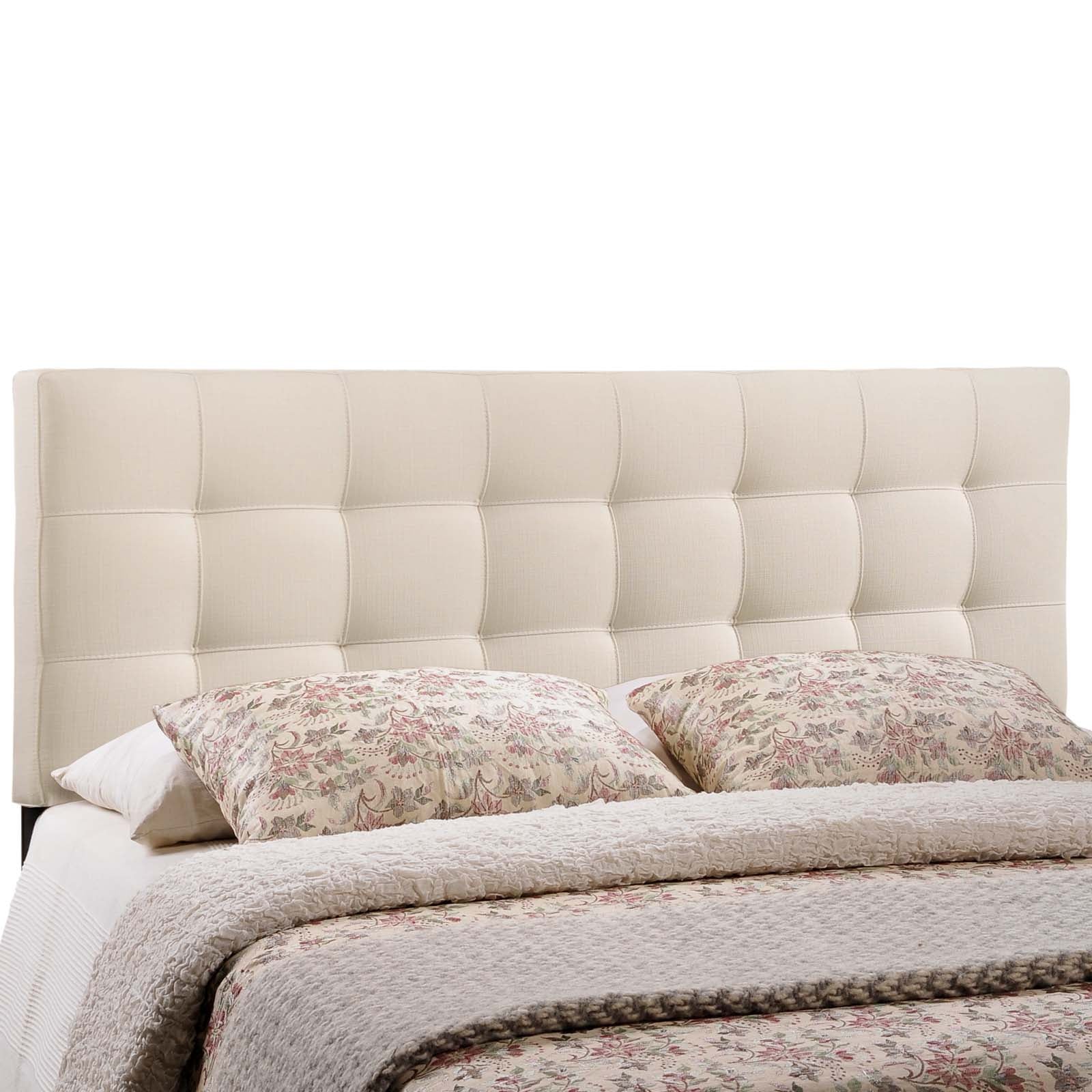 Modway Lily Tufted Linen Fabric Upholstered King Headboard in Ivory
