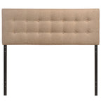 Modway Emily Tufted Button Linen Fabric Upholstered Queen Headboard in Beige