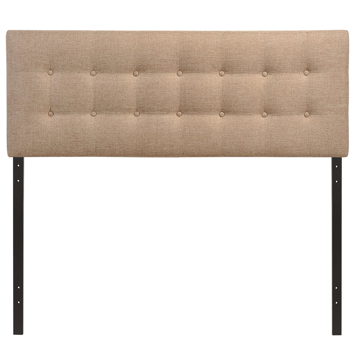 Modway Emily Tufted Button Linen Fabric Upholstered Queen Headboard in Beige