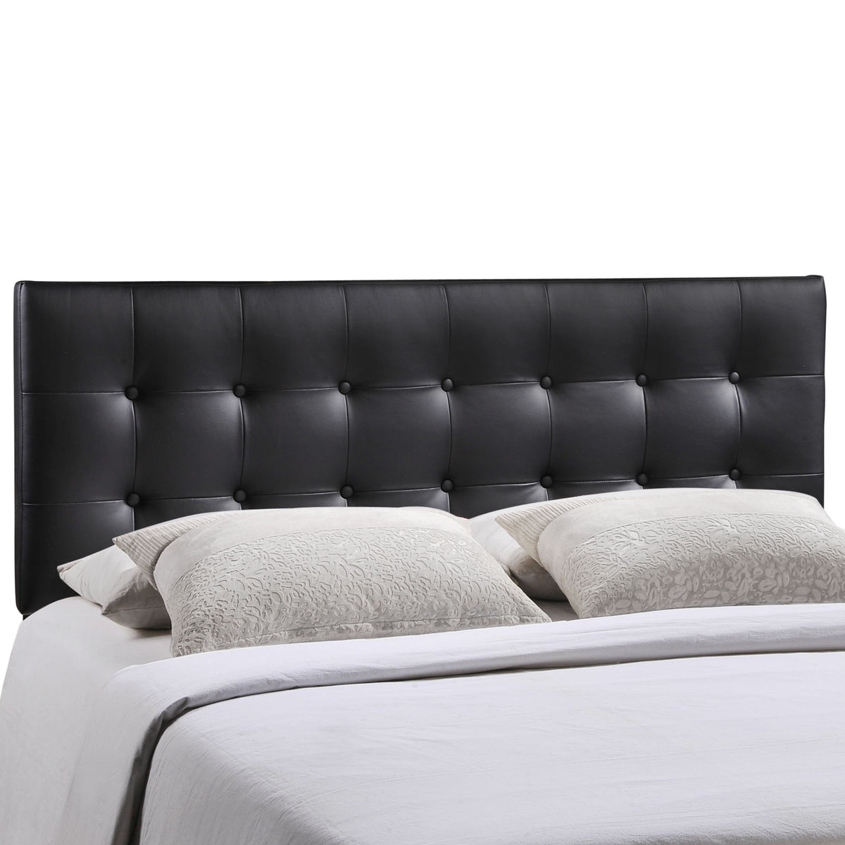 Emily Queen Upholstered Vinyl Headboard  Black