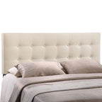 Modway Emily Tufted Button Linen Fabric Upholstered Full Headboard in Ivory