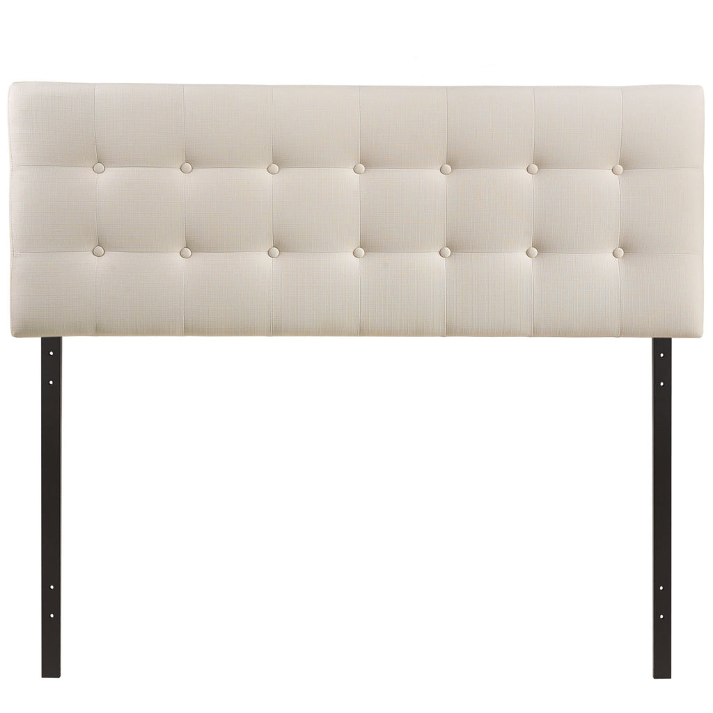 Modway Emily Tufted Button Linen Fabric Upholstered Full Headboard in Ivory