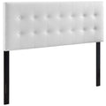 Ergode Emily Button Tufted Faux Leather King Headboard - Elegant Design, Durable Materials, Lightweight Construction - White