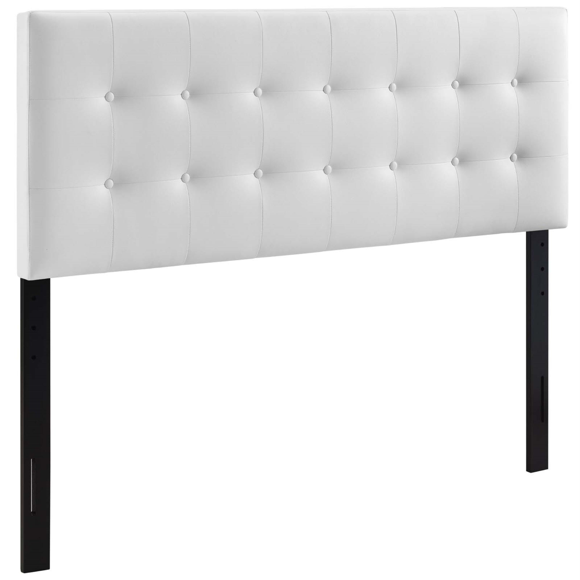 Ergode Emily Button Tufted Faux Leather King Headboard - Elegant Design, Durable Materials, Lightweight Construction - White