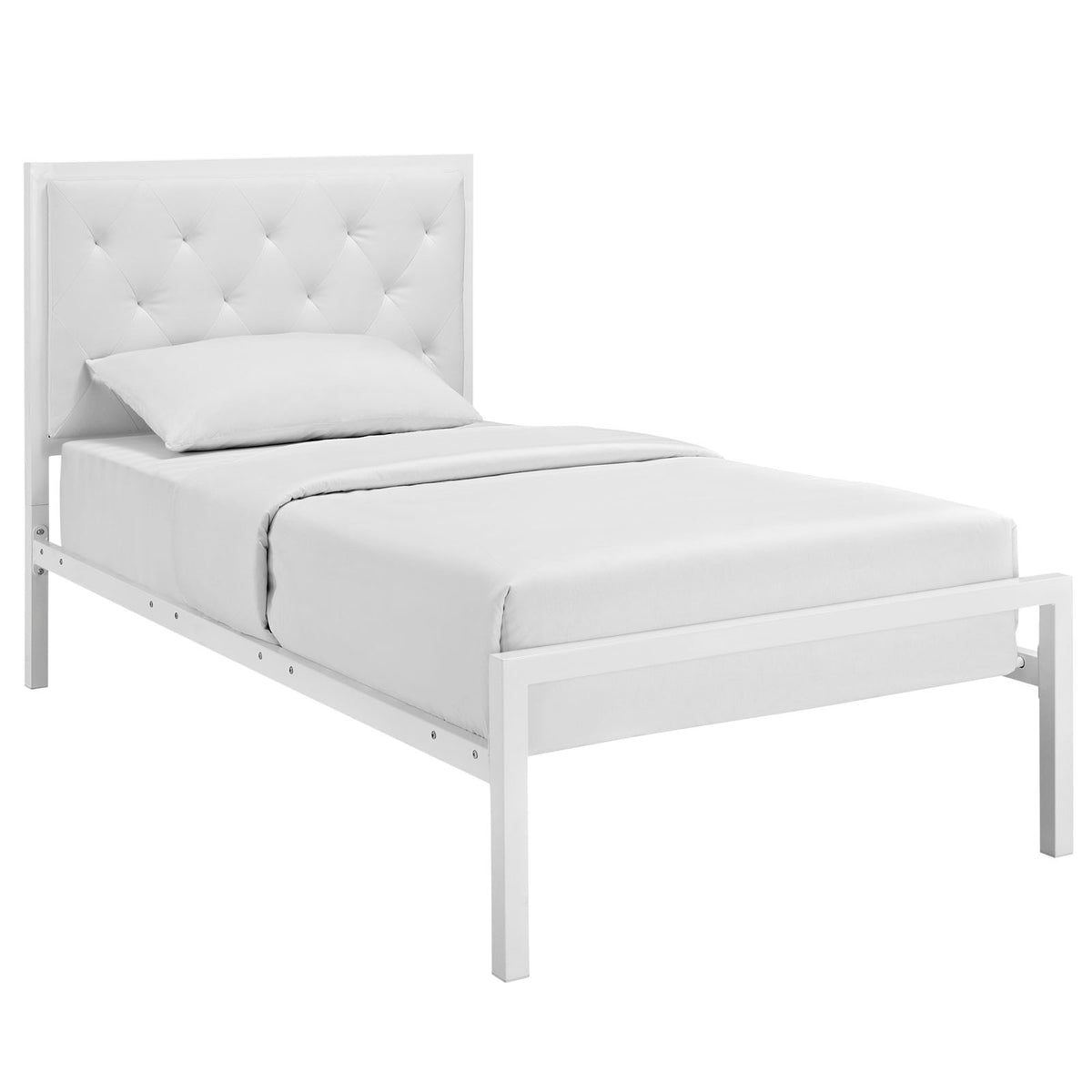 Mia Twin Vinyl Bed  White White