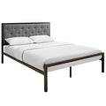 Mia Queen Fabric Bed  Brown Gray