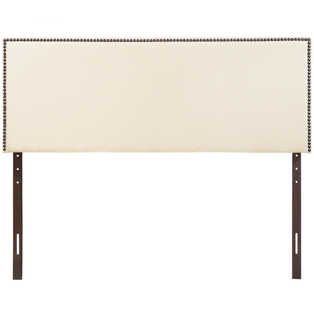 Modway Region Linen Fabric Upholstered Queen Headboard in Ivory with Nailhead Trim