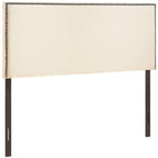 Modway Region Linen Fabric Upholstered Queen Headboard in Ivory with Nailhead Trim