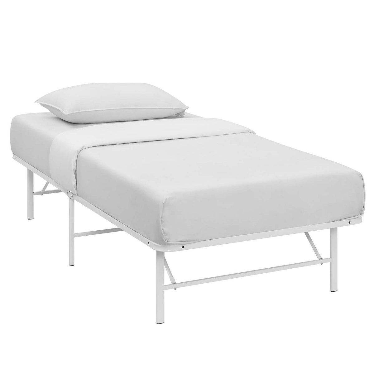 Horizon Twin Stainless Steel Bed Frame  White