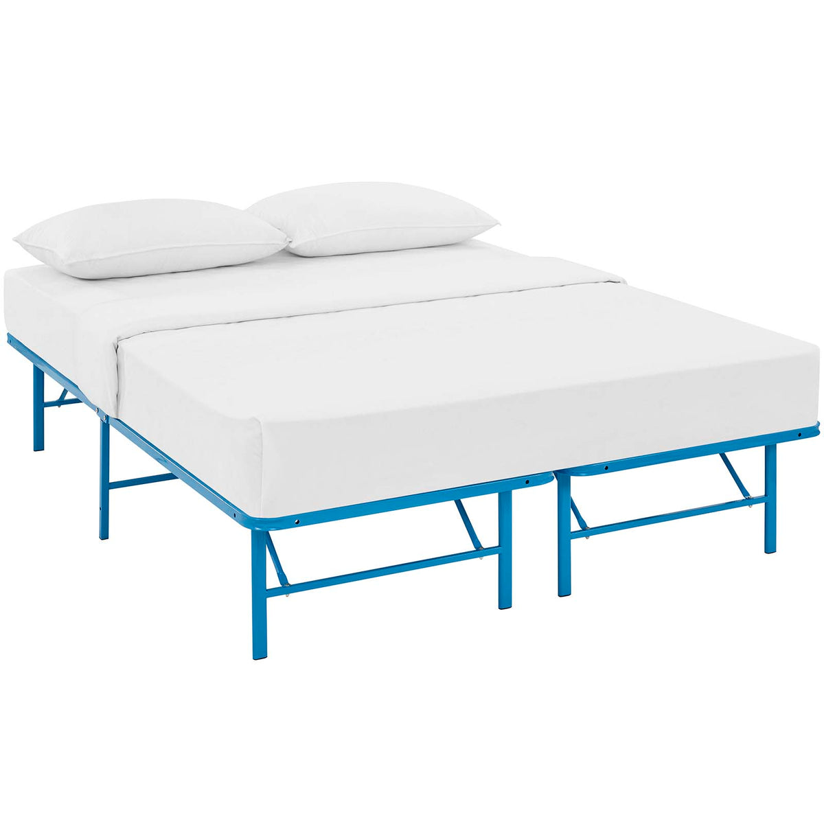 Horizon Queen Stainless Steel Bed Frame  Light Blue