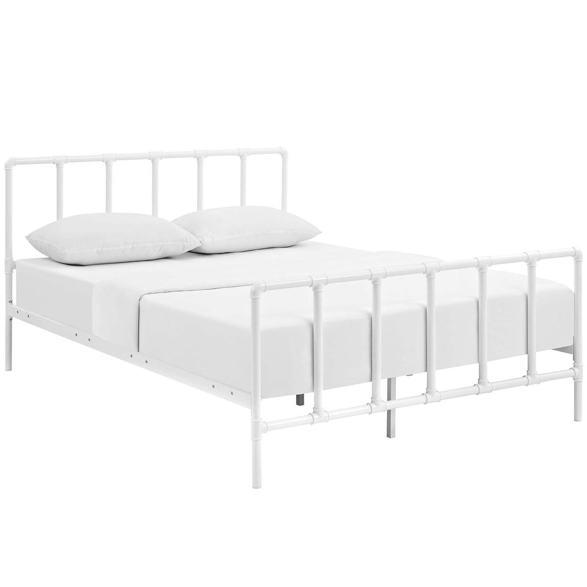 Dower Queen Stainless Steel Bed  White