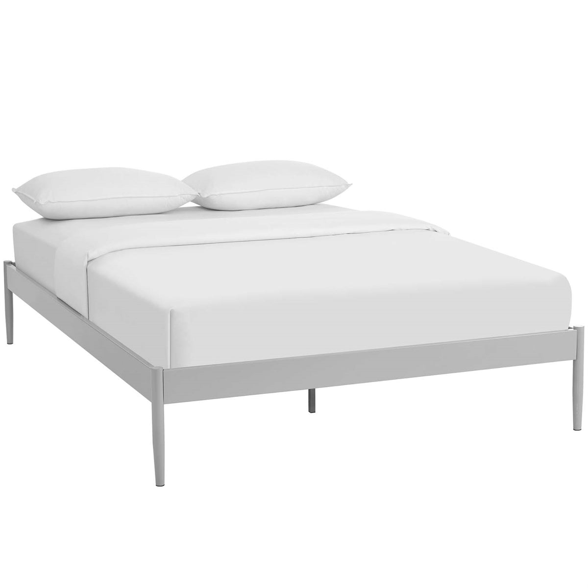 Elsie Queen Bed Frame  Birchwood Support System, Steel Frame, No Boxspring Needed, 1300 Lbs Weight Capacity, Modern Design (Gra