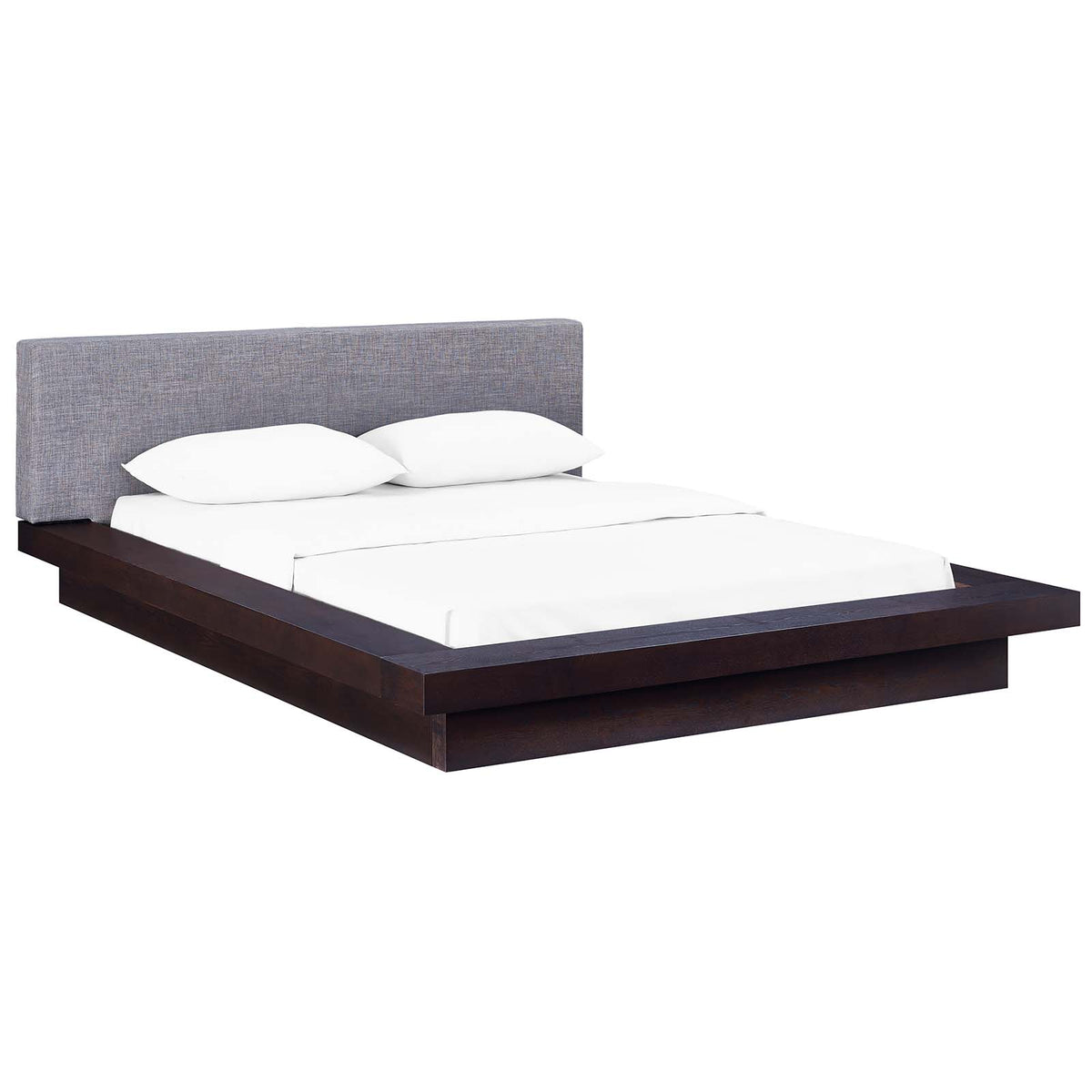 Freja Queen Fabric Platform Bed  Cappuccino Gray