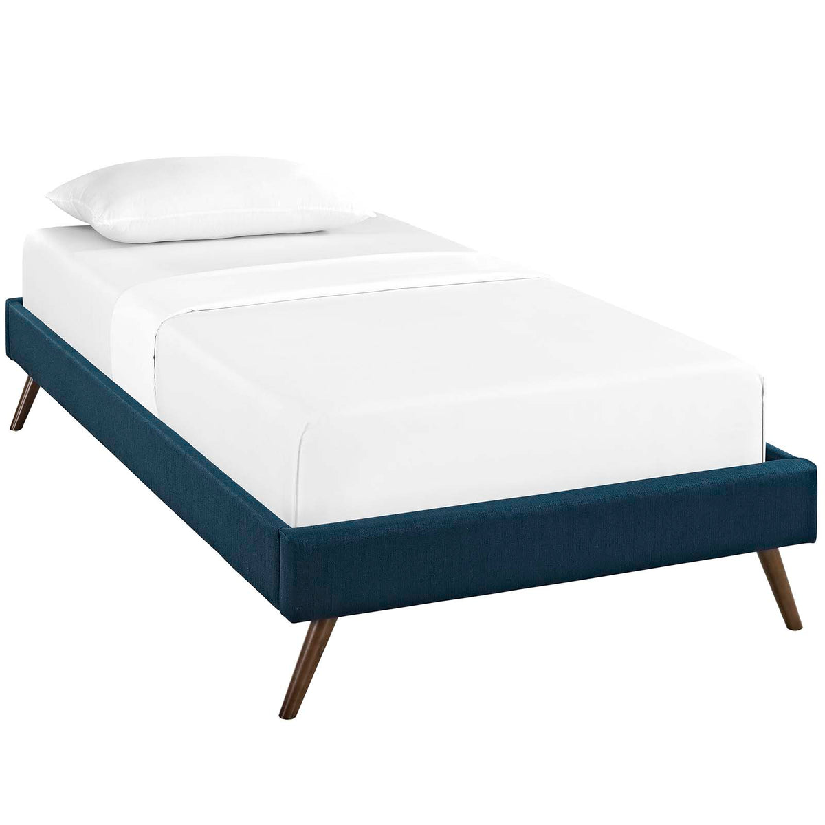 Loryn Twin Fabric Bed Frame With Round Splayed Legs  Azure
