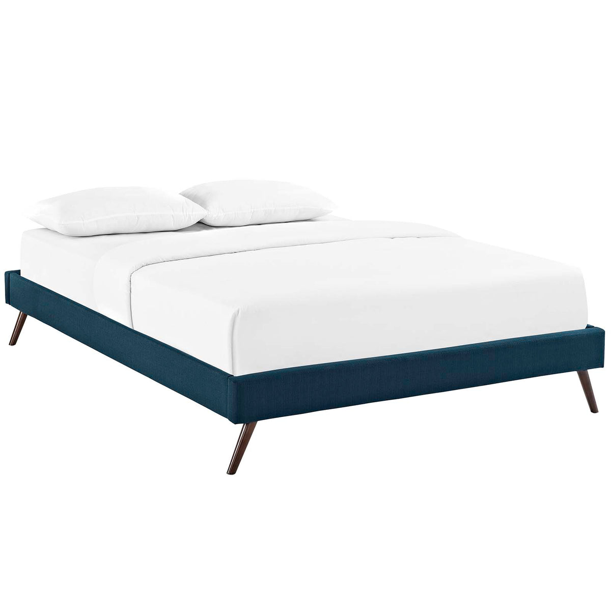 Loryn Queen Fabric Bed Frame With Round Splayed Legs  Azure