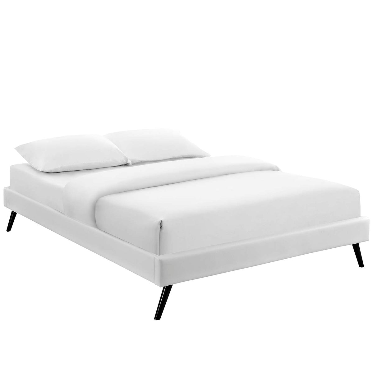 Loryn King Vinyl Bed Frame With Round Splayed Legs  White