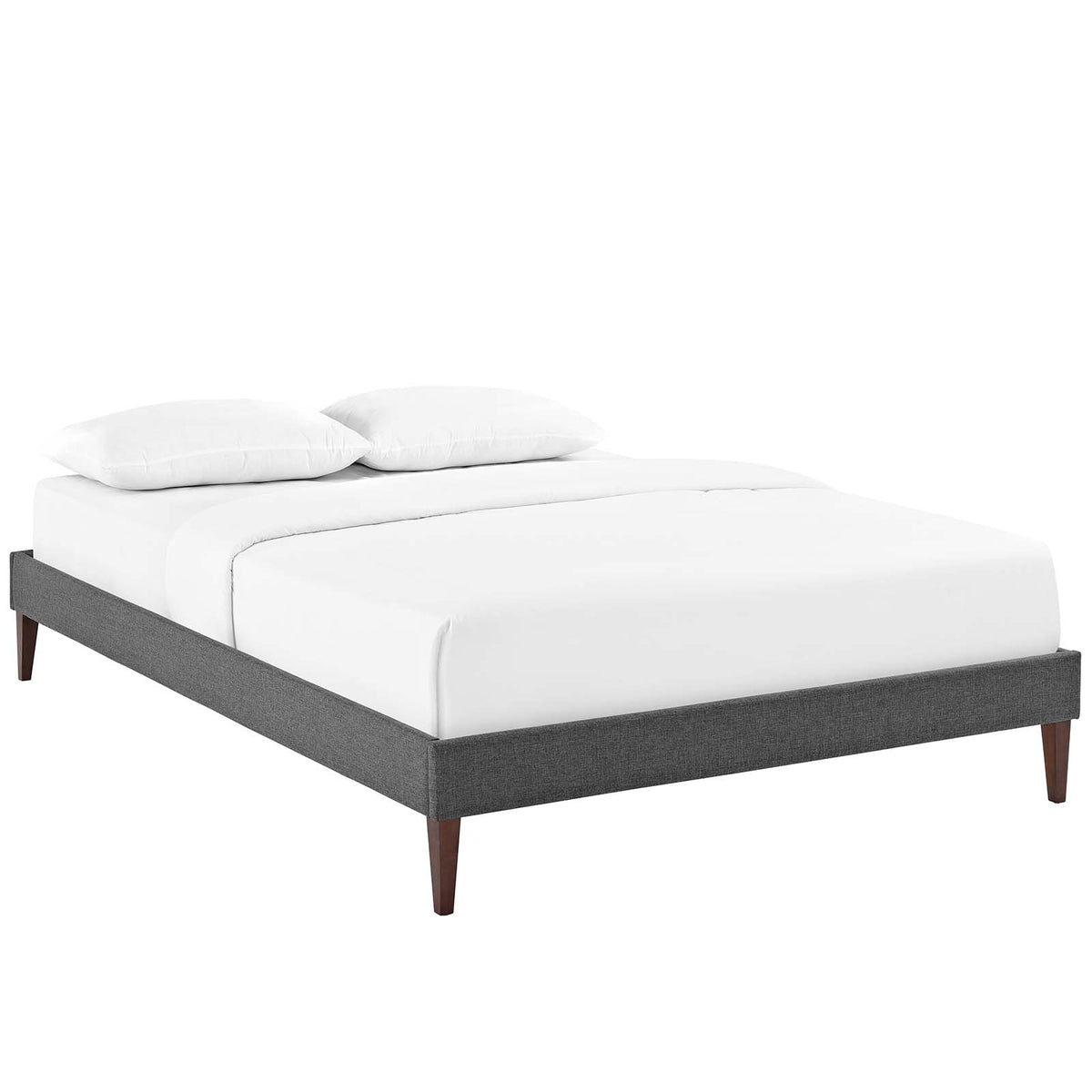 Tessie Full Fabric Bed Frame With Squared Tapered Legs  Gray