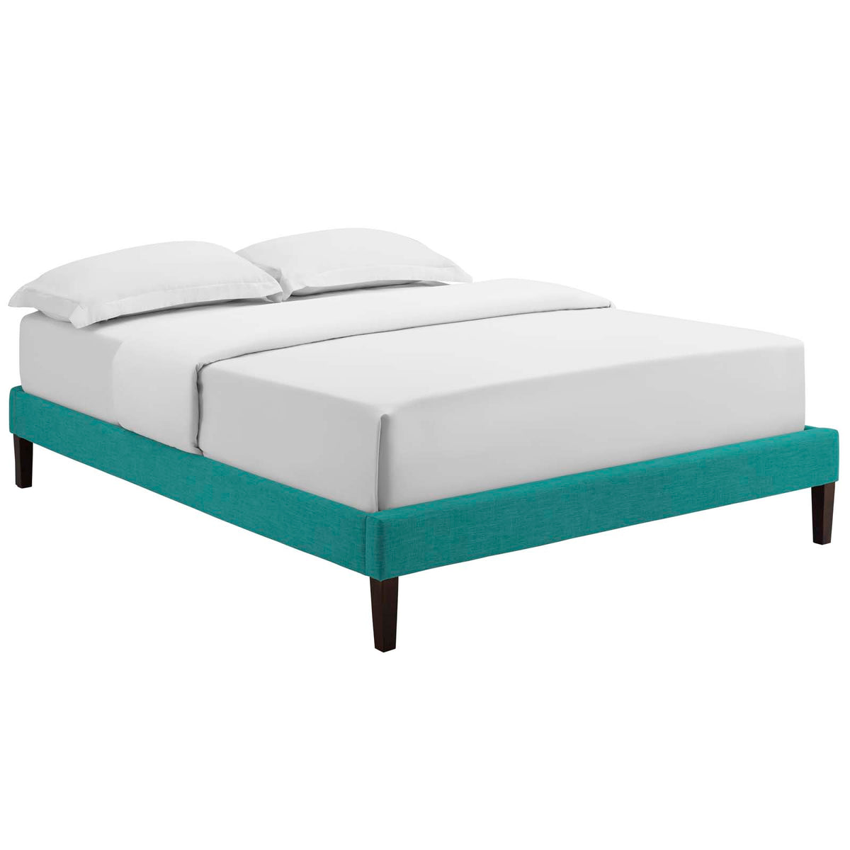 Tessie King Fabric Bed Frame With Squared Tapered Legs  Teal