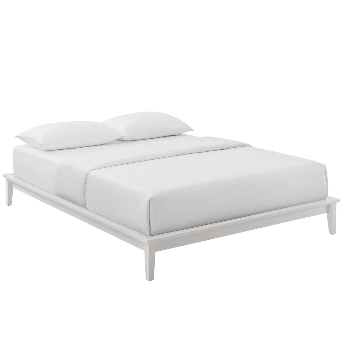 Lodge Full Wood Platform Bed Frame  White