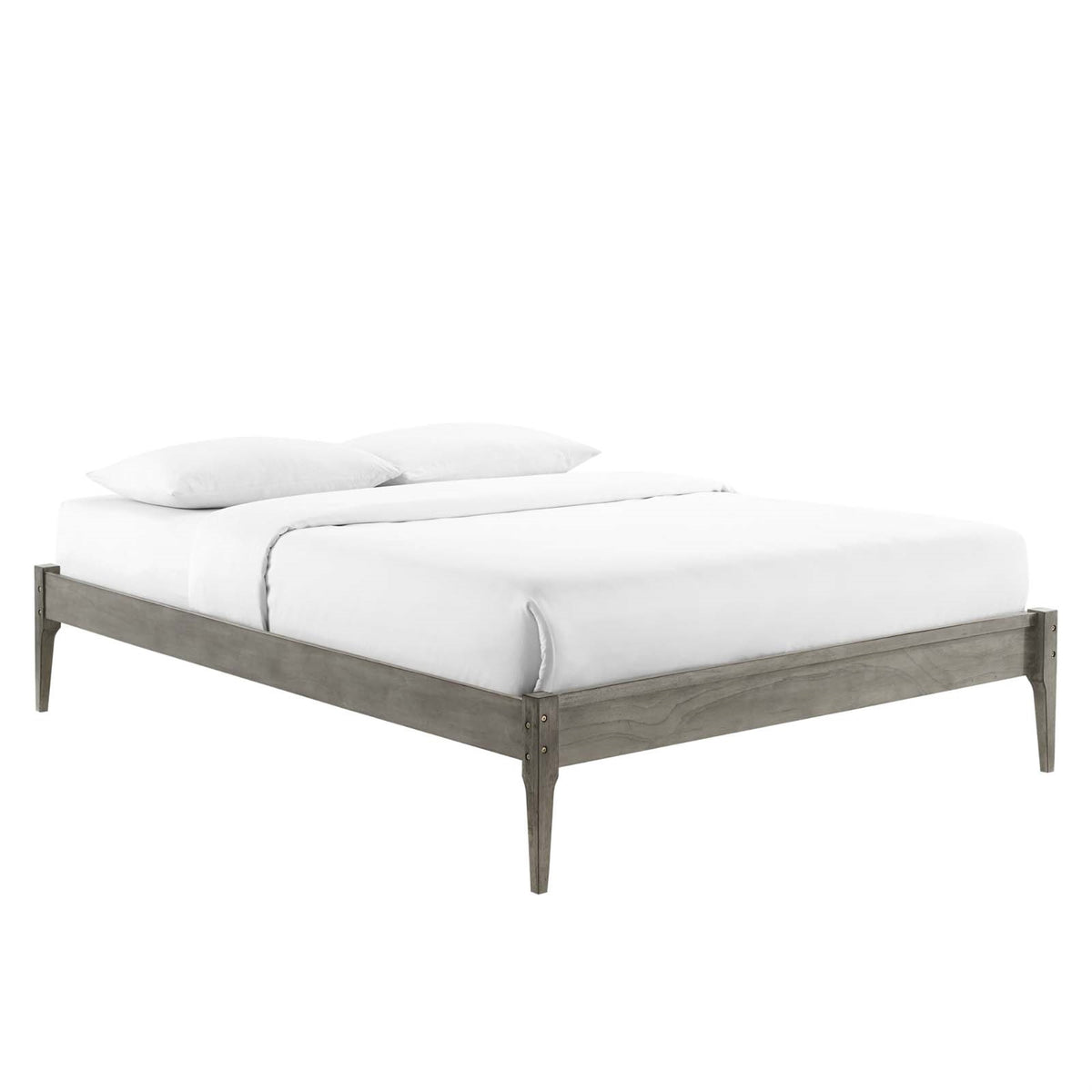 June Full Platform Bed  Sleek & Comfortable Midcentury Design  Durable Wood Construction  No Box Spring Needed  Gray