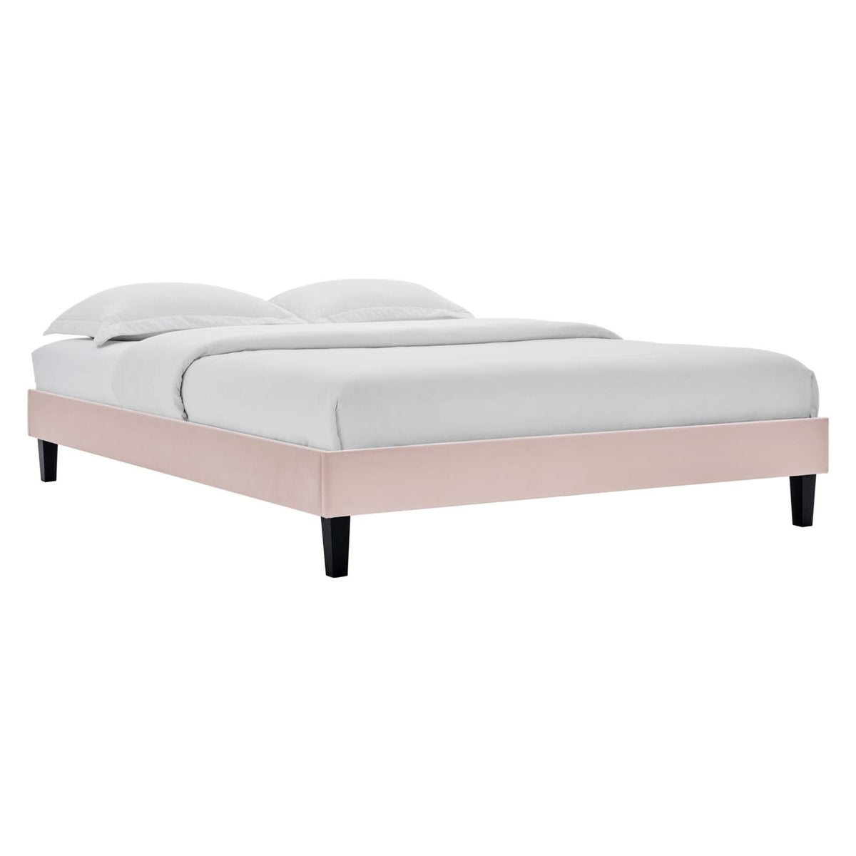 Reign Full Performance Velvet Platform Bed Frame Pink