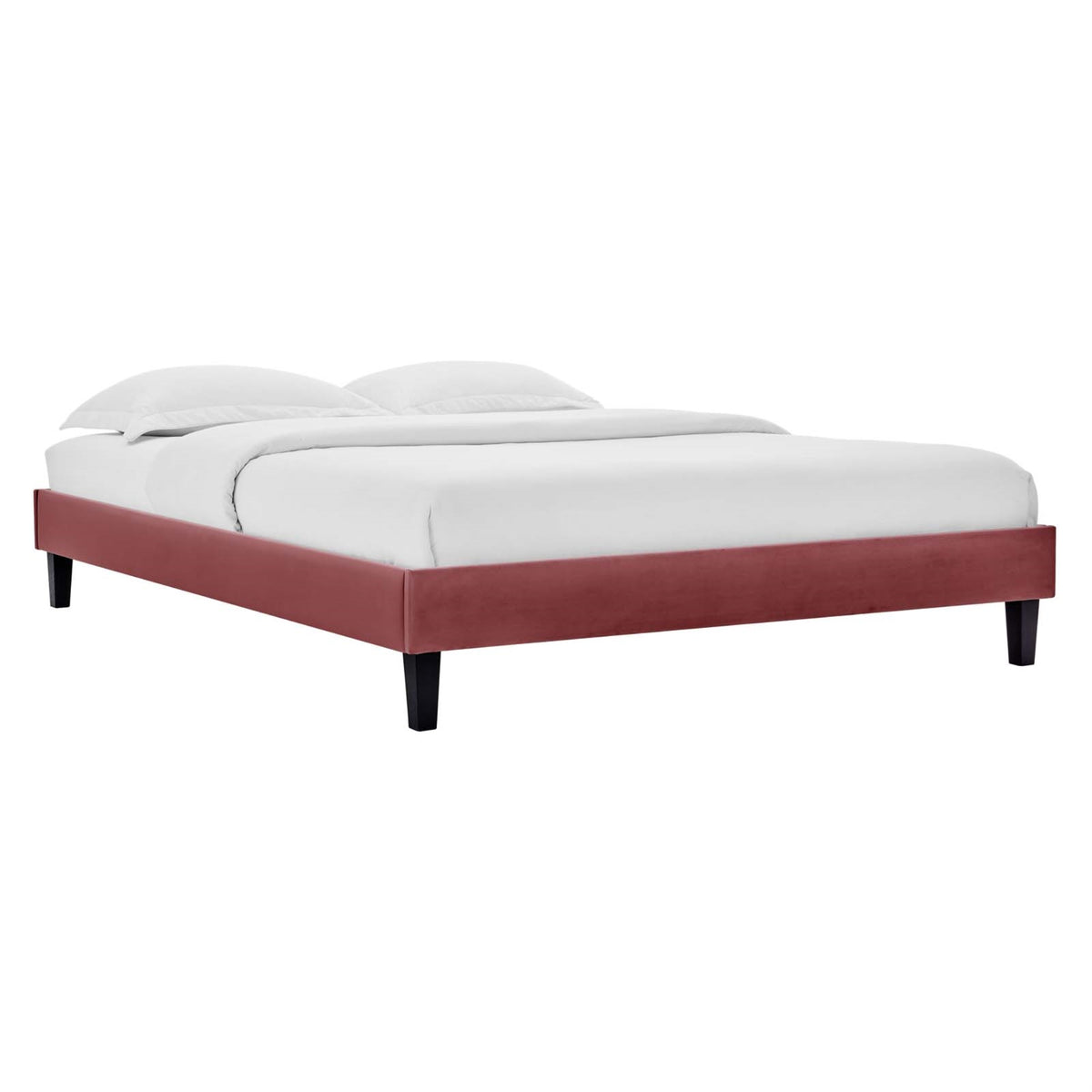 Reign King Performance Velvet Platform Bed Frame Dusty Rose