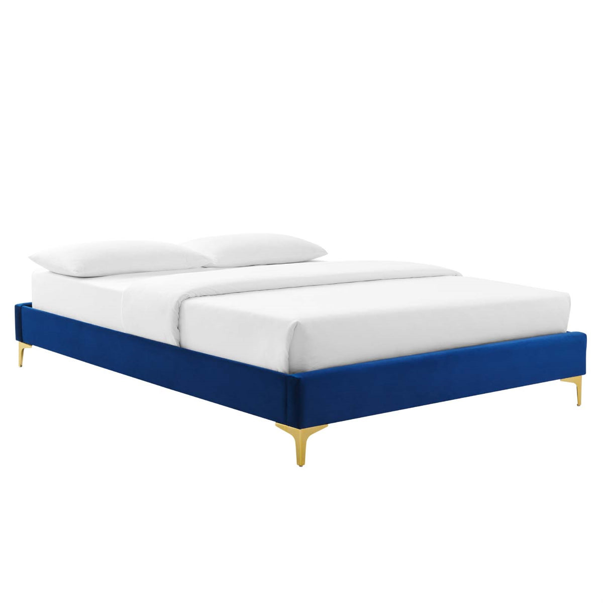 Sutton Queen Performance Velvet Bed Frame Navy