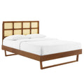 Sidney Cane And Wood King Platform Bed With Angular Legs Walnut