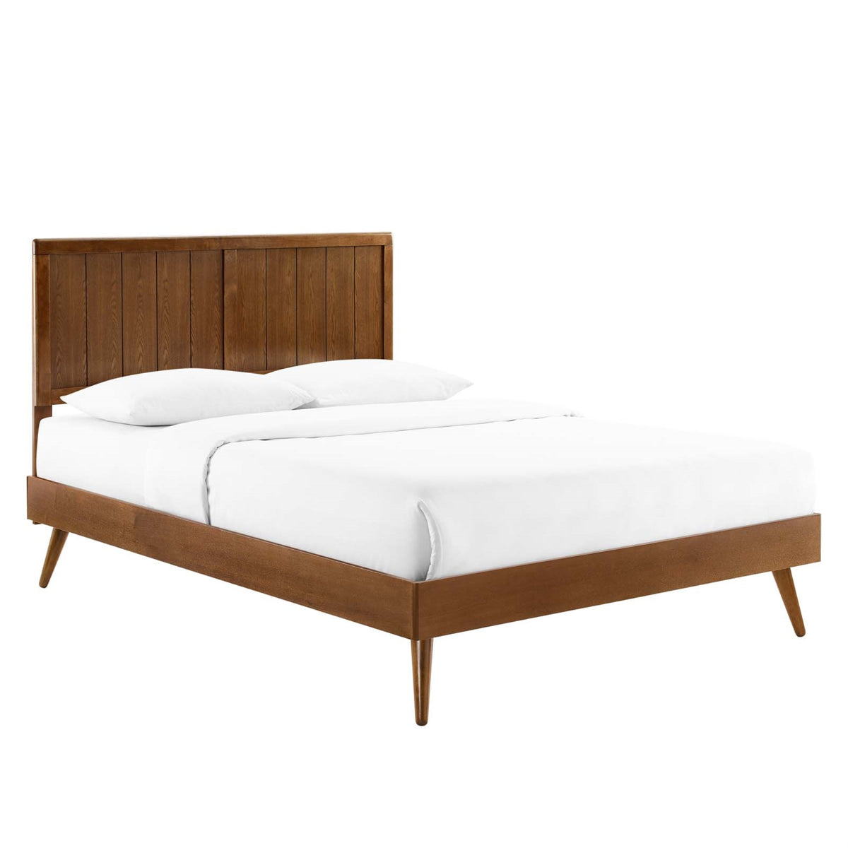 Alana Queen Wood Platform Bed With Splayed Legs Walnut
