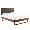 Willow Queen Wood Platform Bed With Angular Frame Walnut Charcoal
