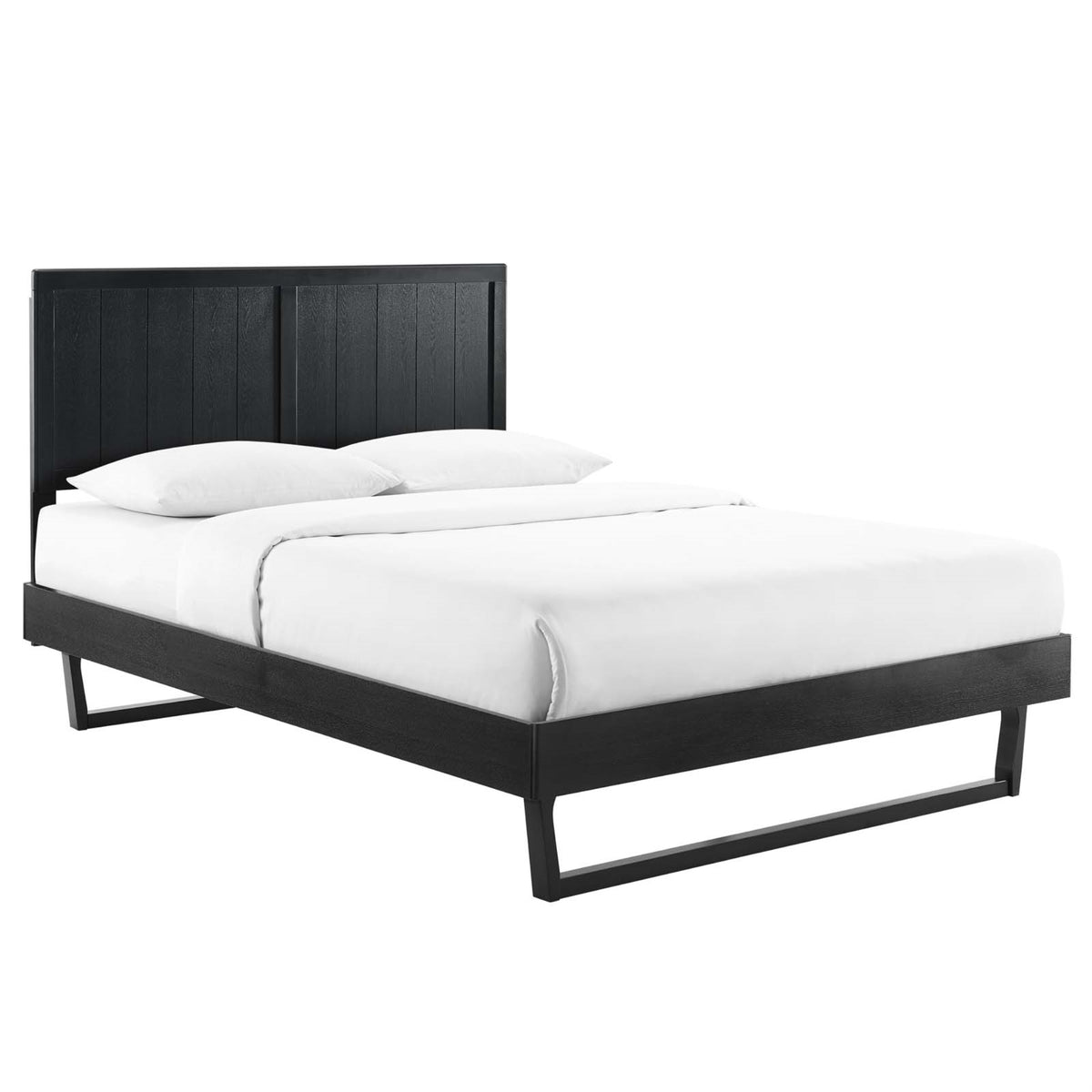 Alana Wood Full Platform Bed  Modern Elegance, Midcentury Design, Durable Construction, No Box Spring Needed  Black