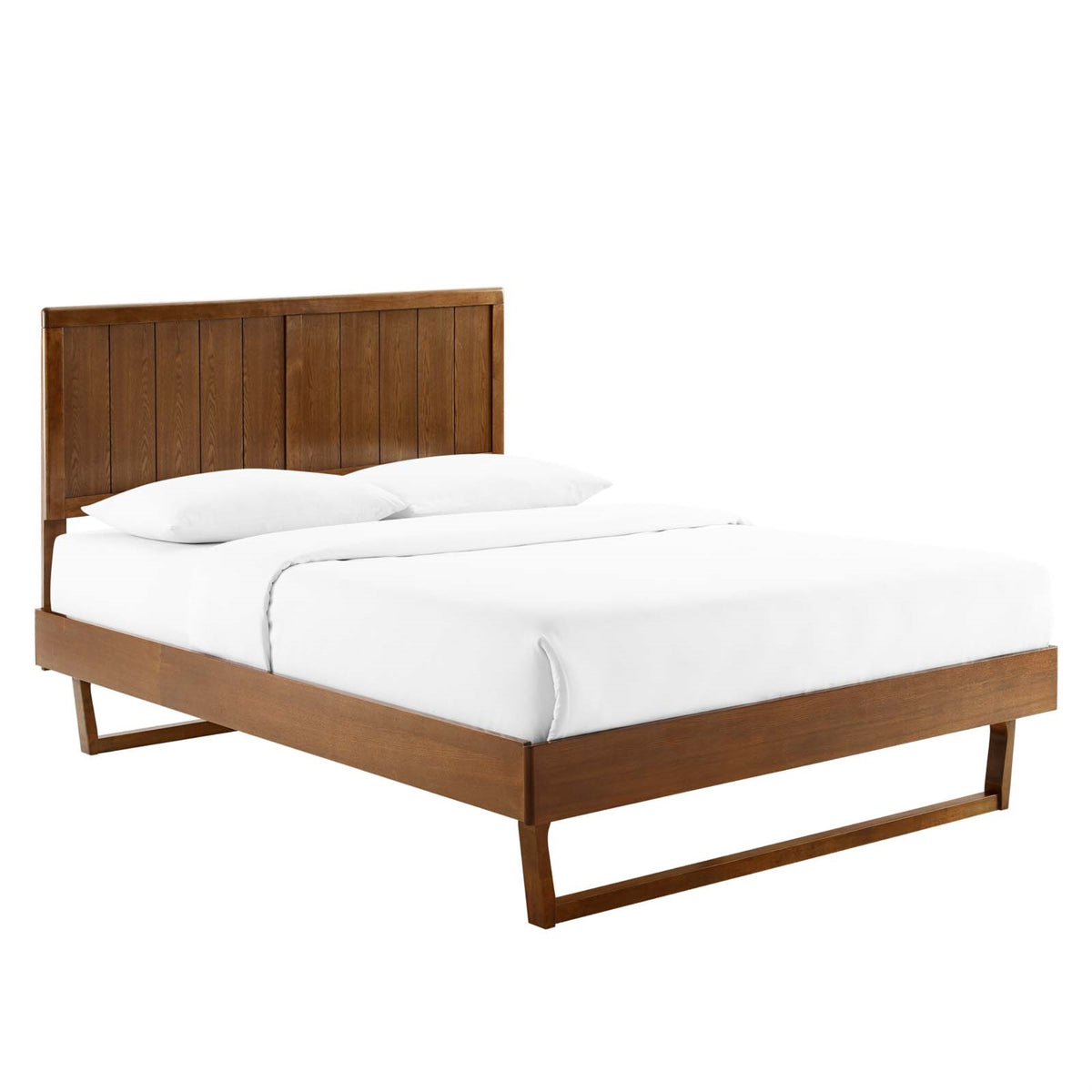Alana Twin Wood Platform Bed With Angular Frame Walnut