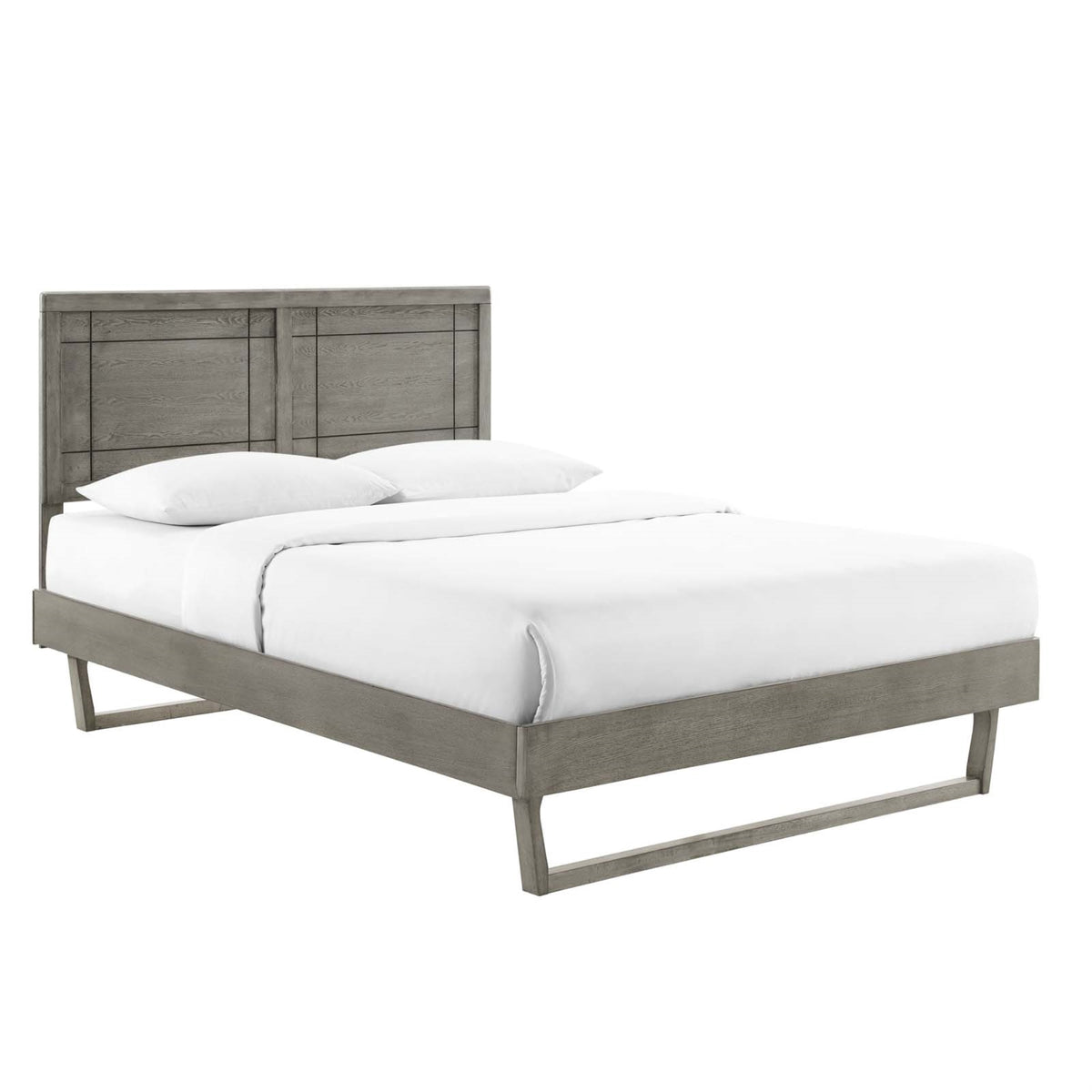 Marlee Wood Full Platform Bed  Modern Style, Retro Design, Durable Construction, No Box Spring Needed, Accommodates Various Mat