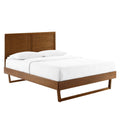 Marlee King Wood Platform Bed With Angular Frame Walnut