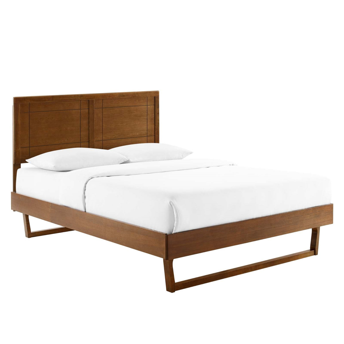 Marlee Twin Wood Platform Bed With Angular Frame Walnut