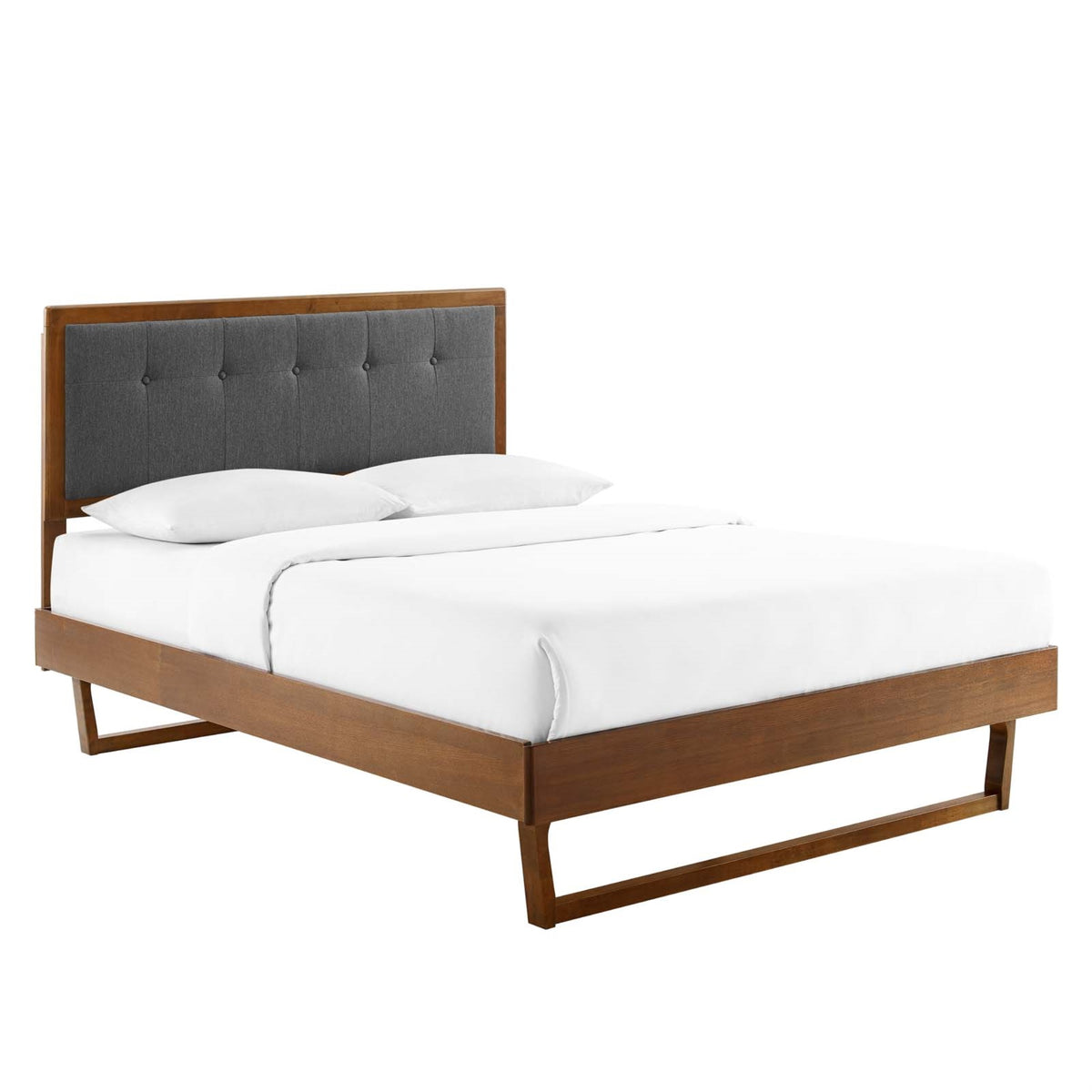 Willow Tufted Wood Full Platform Bed  Contemporary Charm, Vintage Accents, Natural Beauty  Sturdy Materials  No Box Spring Ne