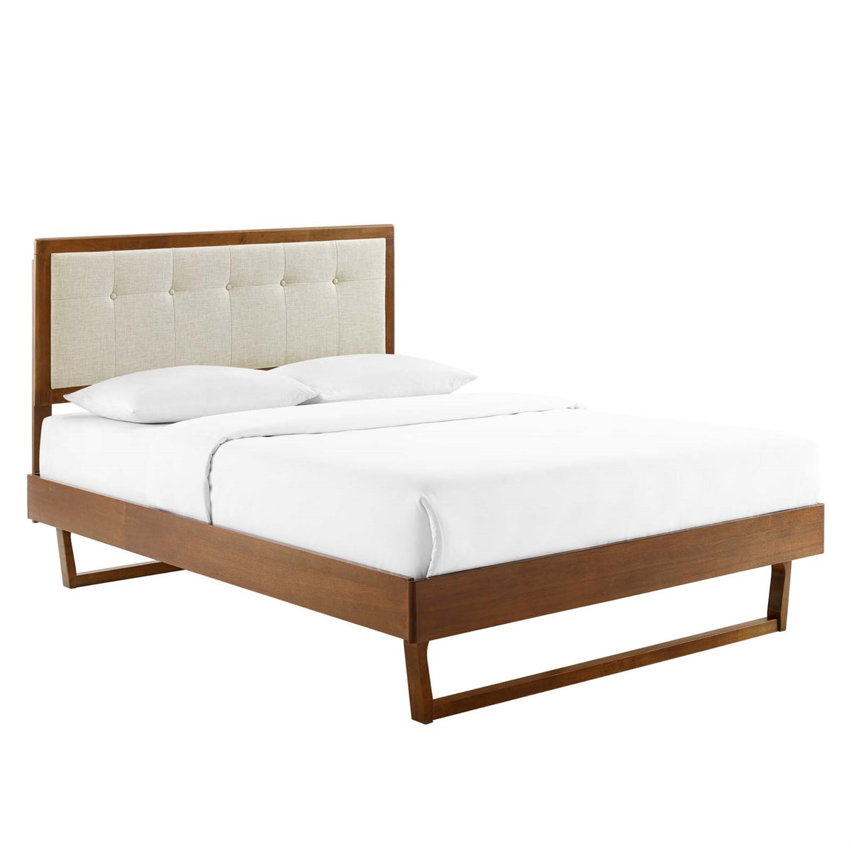 Willow Tufted Wood King Platform Bed  Contemporary Elegance, Timeless Charm, Button Tufted Headboard, Sturdy Construction, Wood