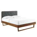 Bridgette King Wood Platform Bed With Angular Frame Walnut Charcoal