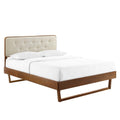 Bridgette Twin Wood Platform Bed With Angular Frame Walnut Beige